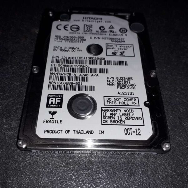 Disque dur 2.5″ Sata HITACHI 500Go Modèle Z5K500-500, H2T500854S7