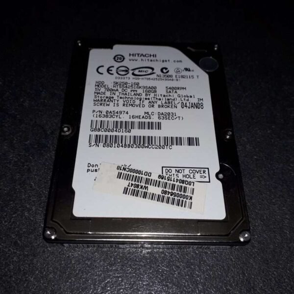 Disque dur 2.5″ Sata HITACHI 250Go Modèle 5k250-160