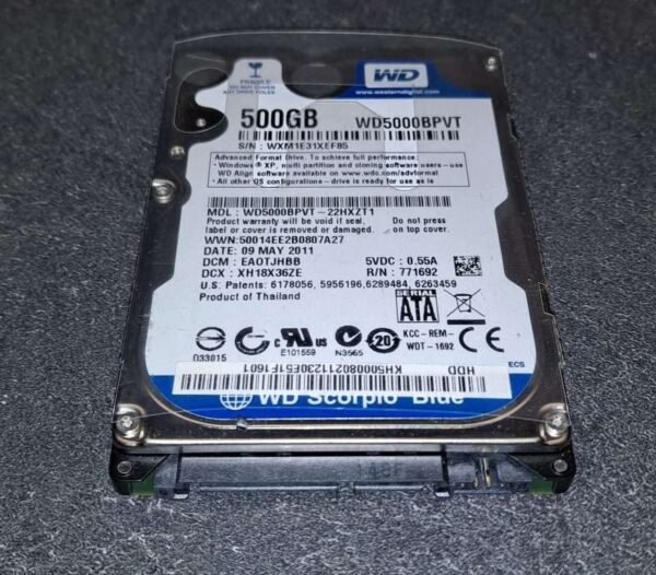 Disque Dur 2.5 Sata WESTERN DIGITAL WD5000BPVT / 500GB
