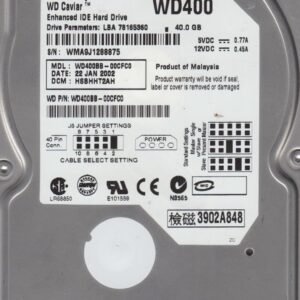 Disque dur  Western Digital 40GB 7200RPM ATA 100 3.5 inch Caviar