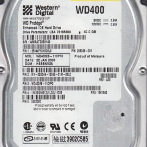 Disque dur WD400EB-11CPF0, DCM HSBBNV2A, Western Digital 40GB IDE 3.5 Hard Drive